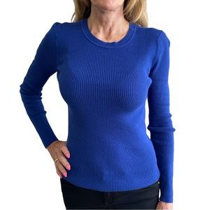 Halogen ribbed crew neck long sleeve royal blue sweater in Size Small.